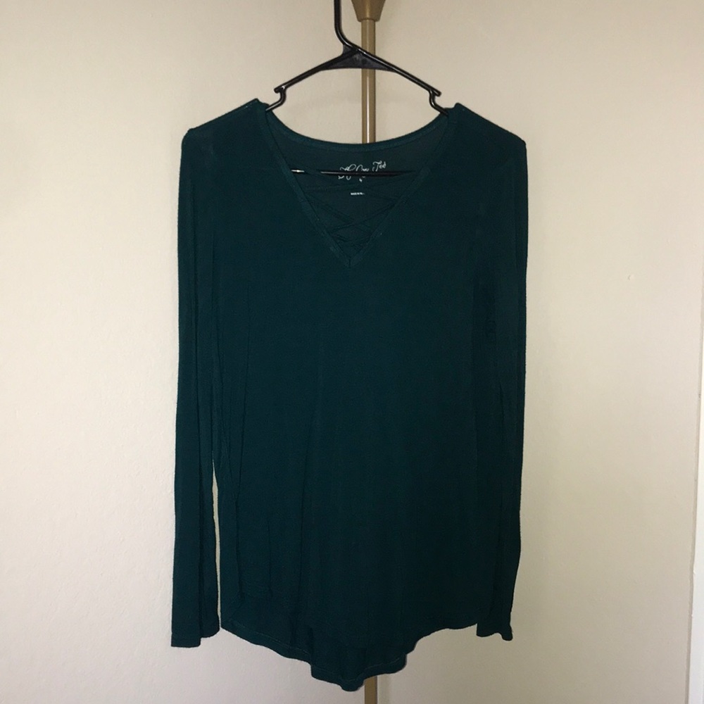 Emerald Green Cross Neck